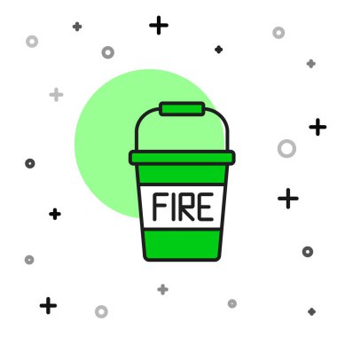 Beyaz arkaplanda izole edilmiş Ateş Kovası simgesi. Metal kova boş ya da ateşle savaşmak için su var. Vektör