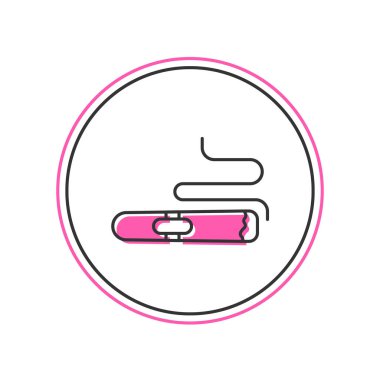 Beyaz arkaplanda izole edilmiş ana hatlı puro simgesi. Vektör