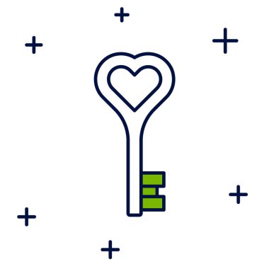 Ana hatları doldurulmuş kalp şekli simgesi beyaz arkaplanda izole edilmiş. Sevgililer günün kutlu olsun. Vektör