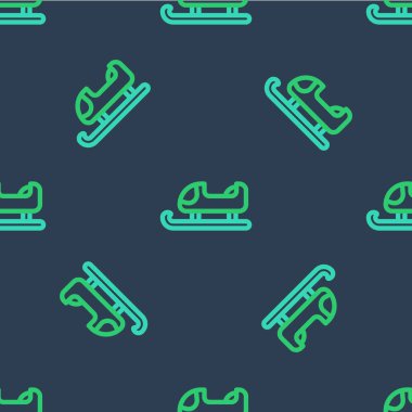 Çizgi Kızağı simgesi mavi arkaplanda izole edilmiş. Kış ulaşım aracı. Vektör