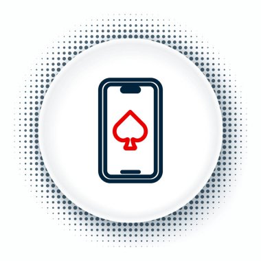 Online poker masası simgesi beyaz arkaplanda izole edildi. İnternetteki kumarhane. Renkli taslak konsepti. Vektör