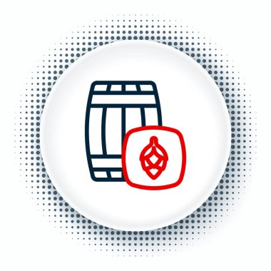 Tahta çizgi varil ikonu beyaz arkaplanda izole edildi. Alkol fıçısı, içki kabı, bira için tahta fıçı, viski, şarap. Renkli taslak konsepti. Vektör