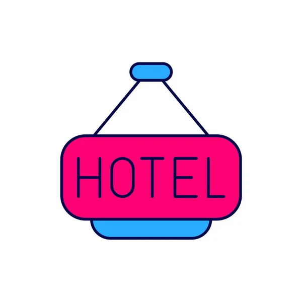 Esquema Rellenado Letrero Publicidad Exterior Con Texto Icono Del Hotel — Vector de stock