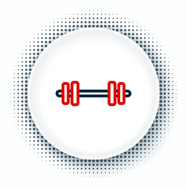 白の背景に線のバーベルアイコンを分離 筋肉のリフティングアイコン フィットネスバー スポーツ用品 運動のバンベル カラフルなアウトラインコンセプト ベクトル — ストックベクタ