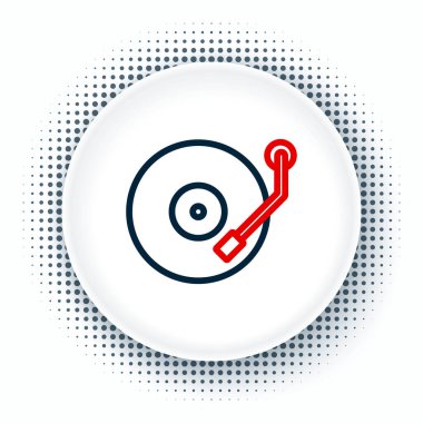 Beyaz arkaplanda izole edilmiş vinil disk simgesine sahip çizgi vinili oynatıcı. Renkli taslak konsepti. Vektör