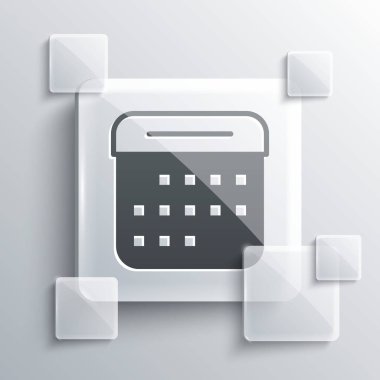 Gri takvim simgesi gri arkaplanda izole edildi. Olay hatırlatma sembolü. Kare cam paneller. Vektör