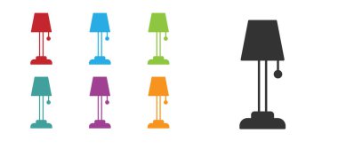 Siyah zemin lambası simgesi beyaz arkaplanda izole edildi. Simgeleri renklendirin. Vektör