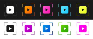 Kamera odak çerçevesi simgesini siyah ve beyaz arkaplanda izole et. Vektör