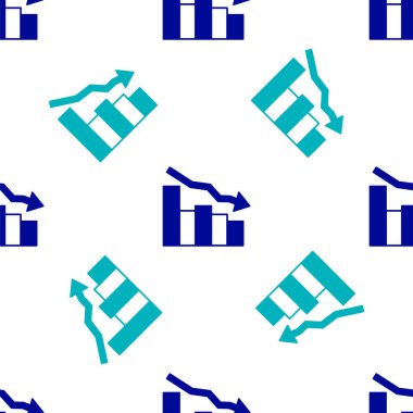 Mavi Finansal büyüme beyaz arka planda izole edilmiş ikonu azaltır. Gelirleri arttırıyorum. Vektör