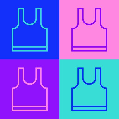 Pop Art Line kolsuz tişört ikonu renk arkaplanında izole edildi. Vektör.