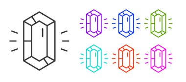 Siyah çizgi taşı simgesi beyaz arkaplanda izole edilmiş. Mücevher sembolü. Elmas. Simgeleri renklendirin. Vektör