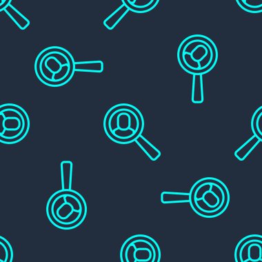 Arama simgesi için yeşil çizgi büyüteç mavi arkaplanda izole edilmiş kusursuz desen. İşe alım ya da seçim konsepti. Çalışanları ve işi ara. Vektör