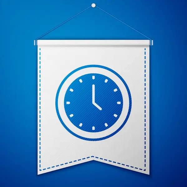 Blaues Uhr Symbol Isoliert Auf Blauem Hintergrund Zeitsymbol Weiße Wimpelvorlage — Stockvektor