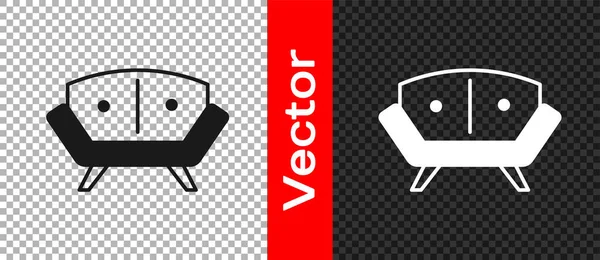 Sofá Negro Icono Aislado Sobre Fondo Transparente Vector — Vector de stock