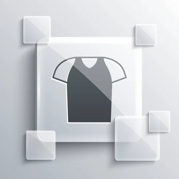 灰色T恤图标孤立在灰色背景 方块玻璃面板 — 图库矢量图片