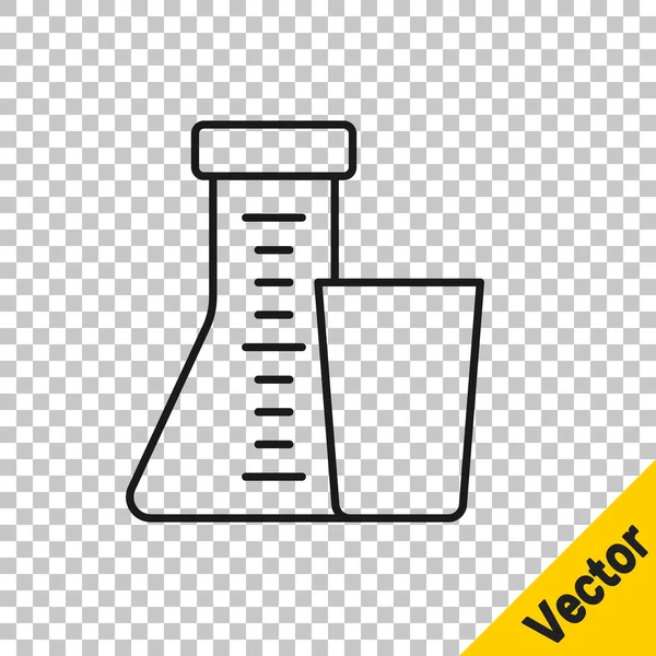 Schwarzer Strich Reagenzglas Und Kolben Chemischen Labortest Symbol Isoliert Auf — Stockvektor