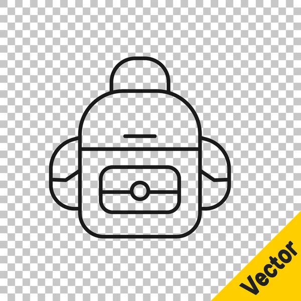 Black Line School Backpack Icon Isolated Transparent Background Vector — Stock Vector