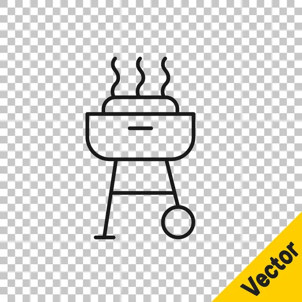 Black Line Barbecue Grill Symbol Isoliert Auf Transparentem Hintergrund Grillparty — Stockvektor