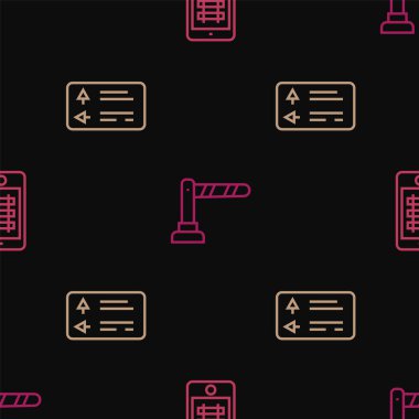 Hattı kurun, tren biletini online alın, trafik levhası ve demiryolu bariyerini sorunsuz bir şekilde ayarlayın. Vektör