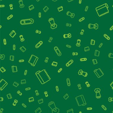 Emniyet pimi, tekstil kumaş rulosu ve fermuarı pürüzsüz desene ayarlayın. Vektör