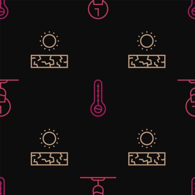 Hat saatini, Kuraklık ve Meteoroloji termometresini kusursuz desene ayarla. Vektör