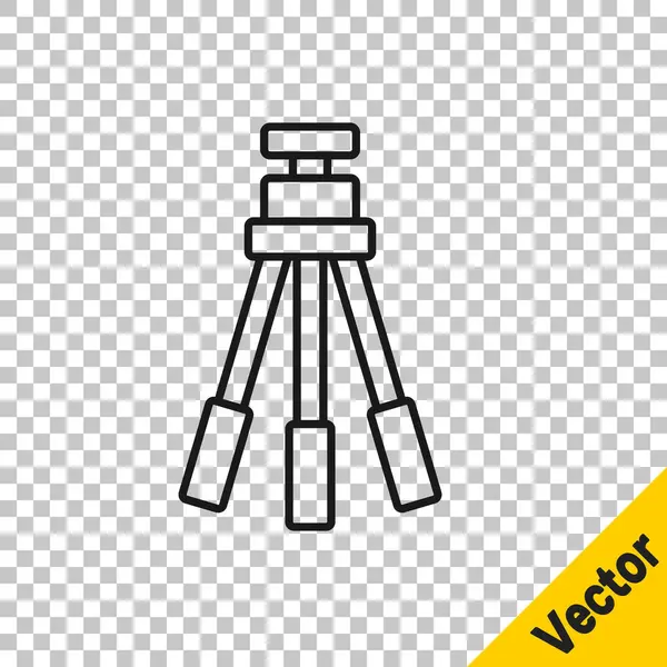 Black Line Tripod Icon Isolated Transparent Background Vector — Stock Vector