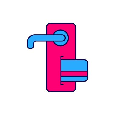 Filled outline Digital door lock with wireless technology for unlock icon isolated on white background. Door handle sign. Security smart home.  Vector