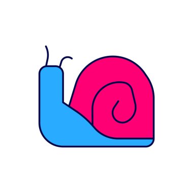 Doldurulmuş ana hatlı Salyangoz simgesi beyaz arkaplanda izole edildi. Vektör