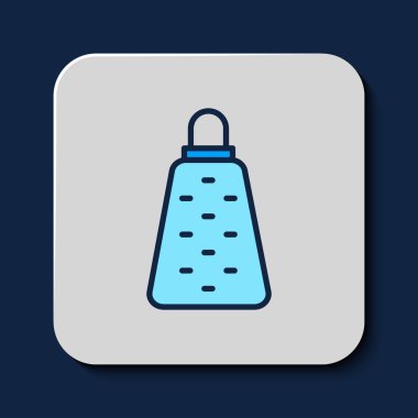 Doldurulmuş Grater simgesi mavi arkaplanda izole edildi. Mutfak sembolü. Mutfak aletleri. Çatal bıçak seti. Vektör