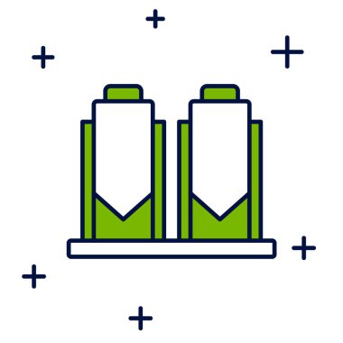 Filled outline Traditional brewing vessels in brewery icon isolated on white background. Beer brewing process. Distillery plant, brewery.  Vector