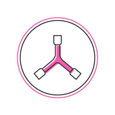 Doldurulmuş ana hatlı kaykay Y - aracı simgesi beyaz arkaplanda izole edildi. Vektör