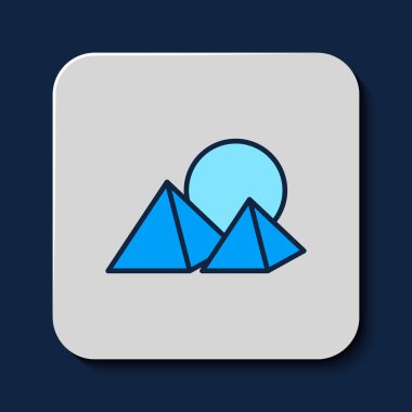 Doldurulmuş Mısır piramitleri ikonu mavi arka planda izole edilmiş. Antik Mısır 'ın sembolü. Vektör