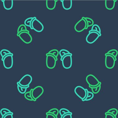 Line flops simgesi mavi arkaplanda izole edilmiş kusursuz desen. Plaj terlikleri tabelası. Vektör