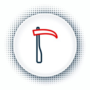 Çizgi Tırpan simgesi beyaz arkaplanda izole edildi. Mutlu Cadılar Bayramı Partisi. Renkli taslak konsepti. Vektör