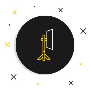 Softbox simgesindeki Line Studio ampulü beyaz arkaplanda izole edildi. Gölge yansıma tasarımı. Renkli taslak konsepti. Vektör