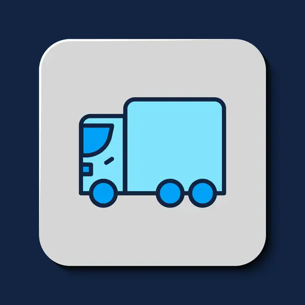 Filled Outline Delivery Cargo Truck Vehicle Icon Isolated Blue Background — Stock Vector