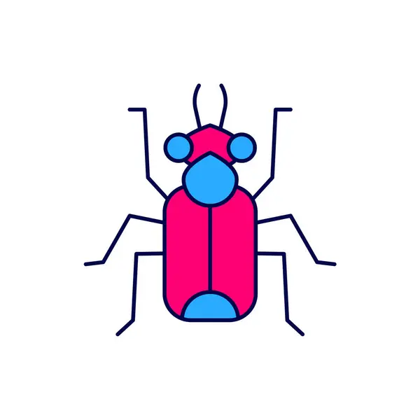 Filled Outline Beetle Bug Icon Isolated White Background Vector — Stockvector