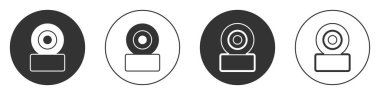 Beyaz arkaplanda siyah kaykay tekerleği simgesi izole edildi. Kaykay tekerleği. Çember düğmesi. Vektör