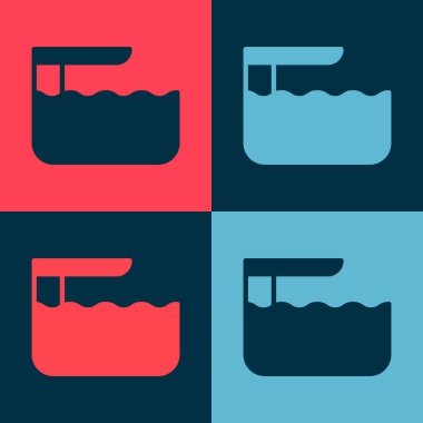 Pop Art Dalış tahtası ya da sıçrama tahtası simgesi renk arkaplanda izole edilmiş. Vektör