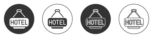 Black Signboard Outdoor Advertising Text Hotel Icon Isolated White Background — vektorikuva
