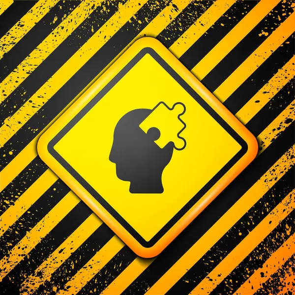 Black Solution Problem Psychology Icon Isolated Yellow Background Puzzle Therapy — Vector de stock