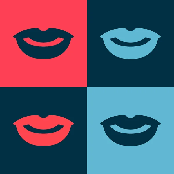 Pop Art Χαμογελώντας Χείλη Εικονίδιο Απομονώνονται Φόντο Χρώμα Σύμβολο Χαμόγελο — Διανυσματικό Αρχείο
