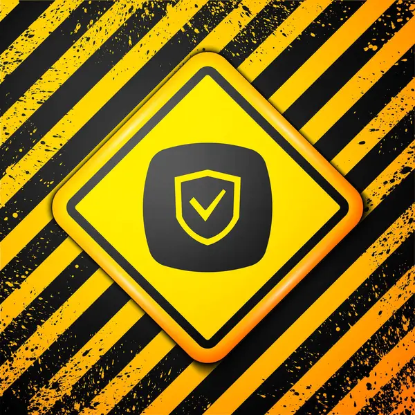 Ikona Black Shield Izolována Žlutém Pozadí Pojištění Strážní Znak Zabezpečení — Stockový vektor