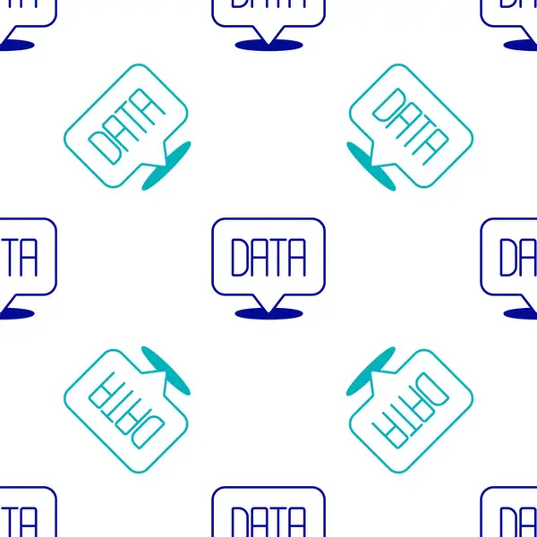 Blue Data Analysis Icon Isolated Seamless Pattern White Background Business — Stockvektor
