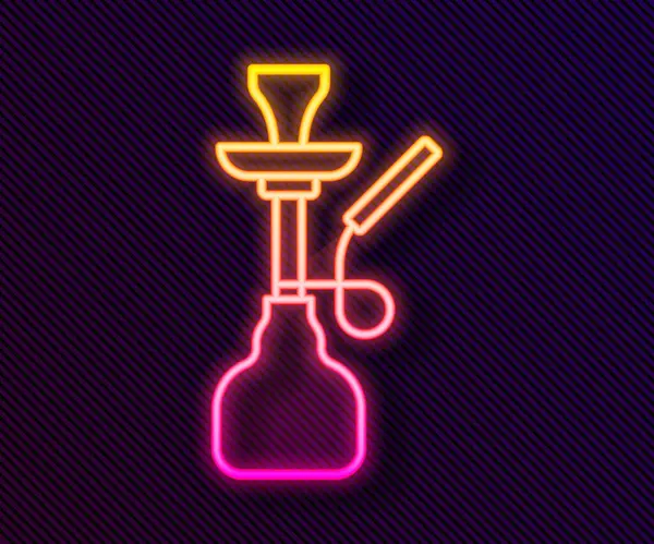 Glowing Neon Line Hookah Icon Isolated Black Background Vector — Stock Vector