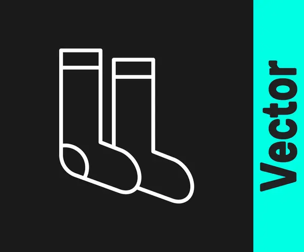 White Line Socks Icon Isolated Black Background Vector — Stock Vector
