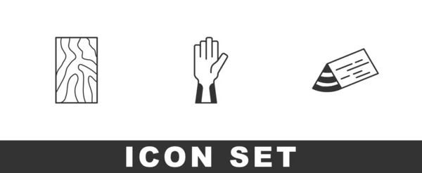 Set Wooden Beam Protective Gloves Icon Vector — Stock Vector