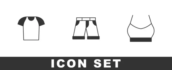 Set Shirt Short Pants Female Crop Top Icon Vector — Stock Vector