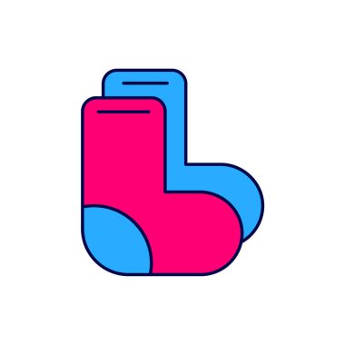 Filled outline Valenki icon isolated on white background. National Russian winter footwear. Traditional warm boots in Russia.  Vector