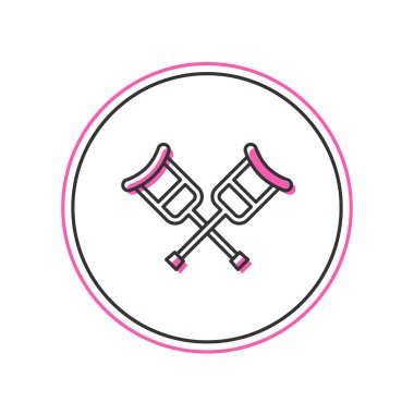 Filled outline Crutch or crutches icon isolated on white background. Equipment for rehabilitation of people with diseases of musculoskeletal system.  Vector